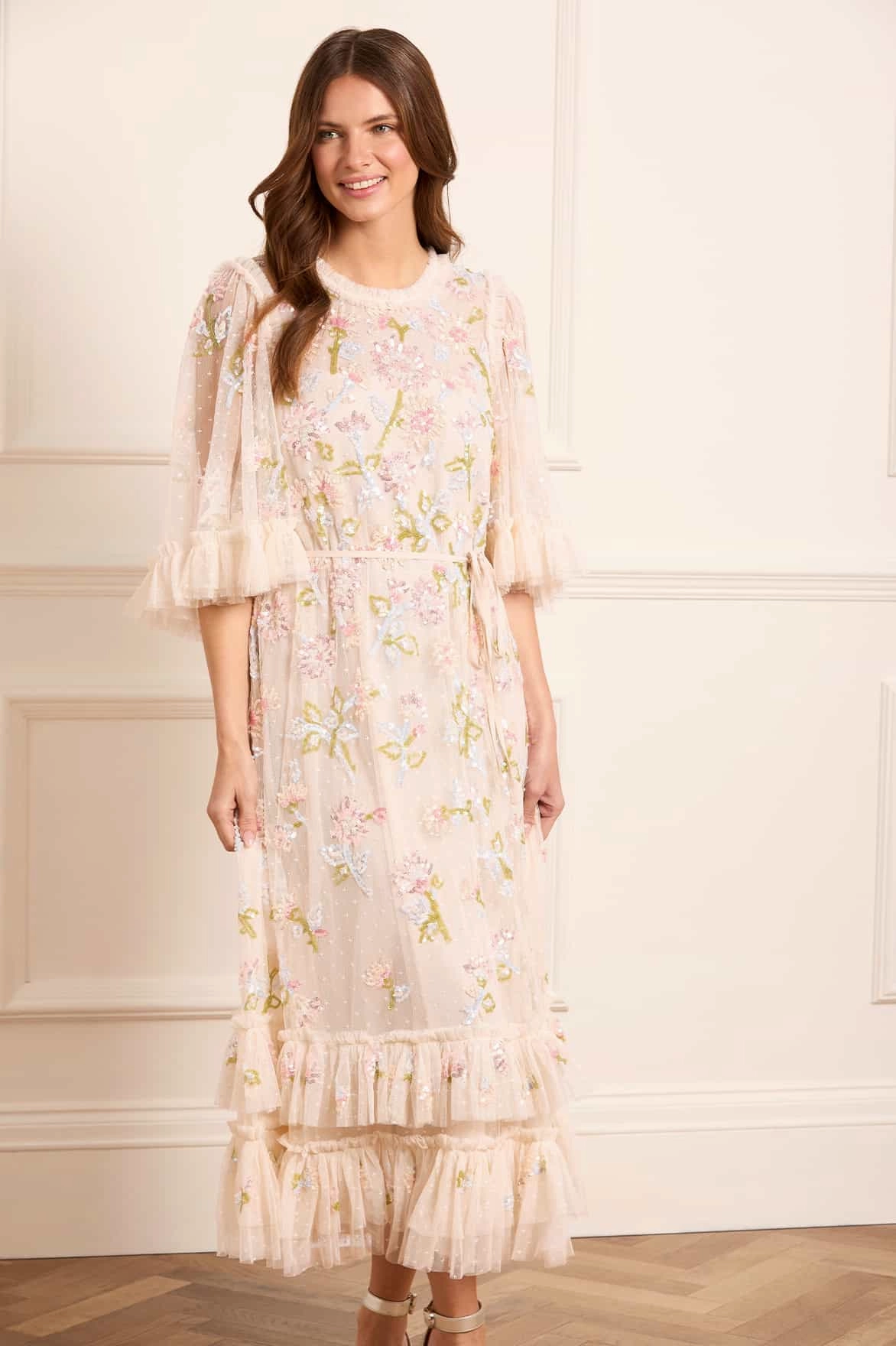 Metallic Finish Sequin Dandelion Gloss Ballerina Dress