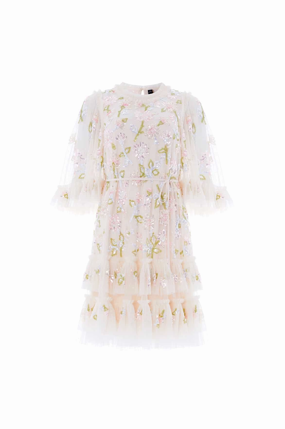 Boxy-Style Sequin Dandelion Gloss Mini Dress