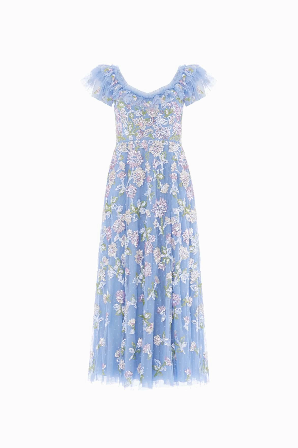 Sleek Comfort Minimal Detail Sequin Dandelion Ruffle Ballerina Dress