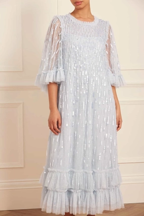 Sequin Dash Ballerina Dress Smooth Texture Sweetheart Cut