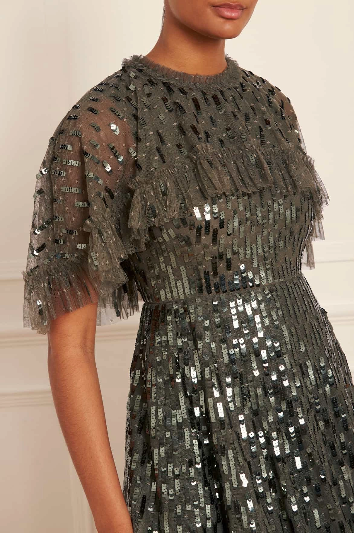 New York Sequin Dash Cape Ankle Gown