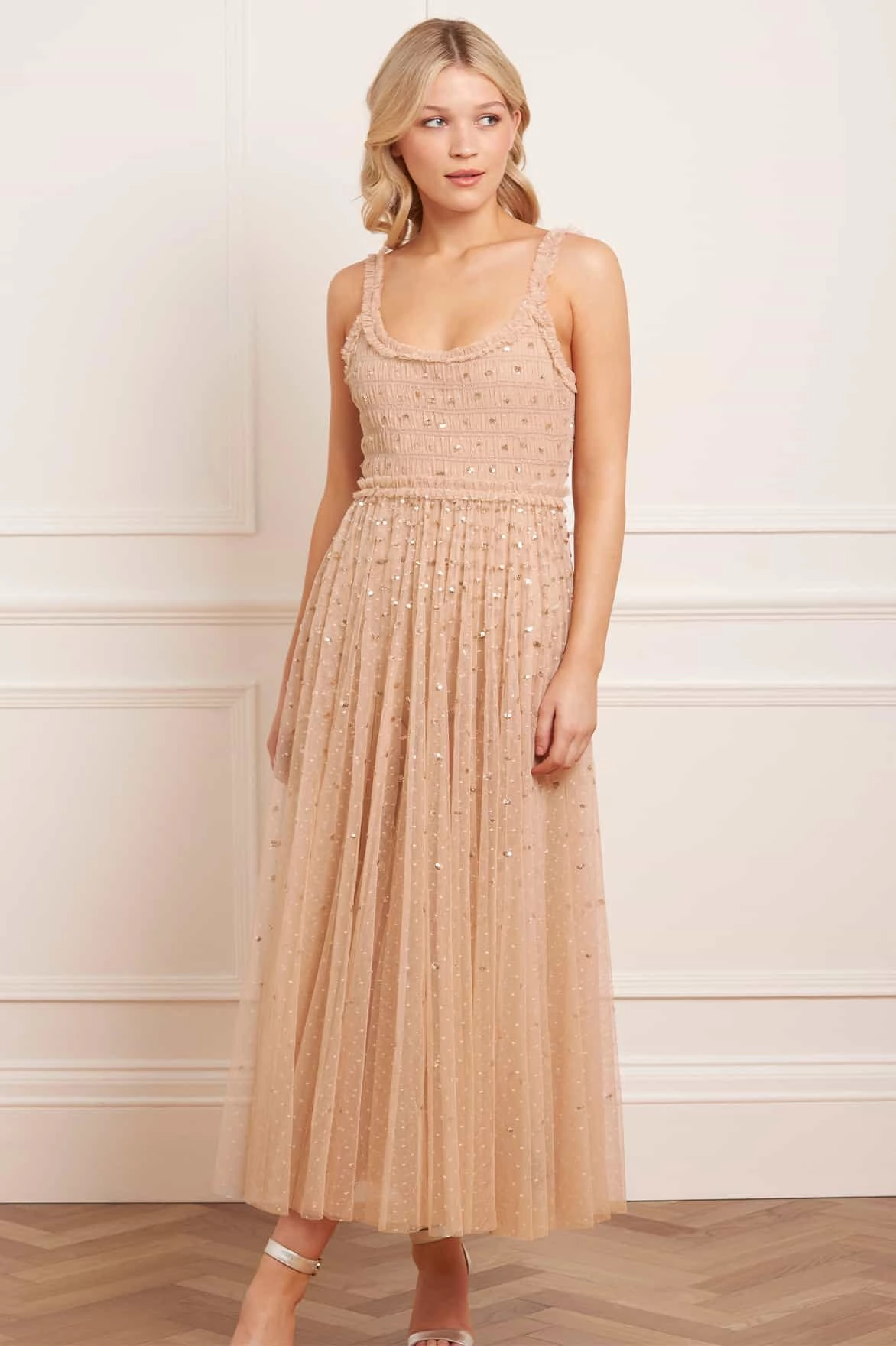 Sequin Giselle Smocked Cami Ankle Gown Texture Soft All Time