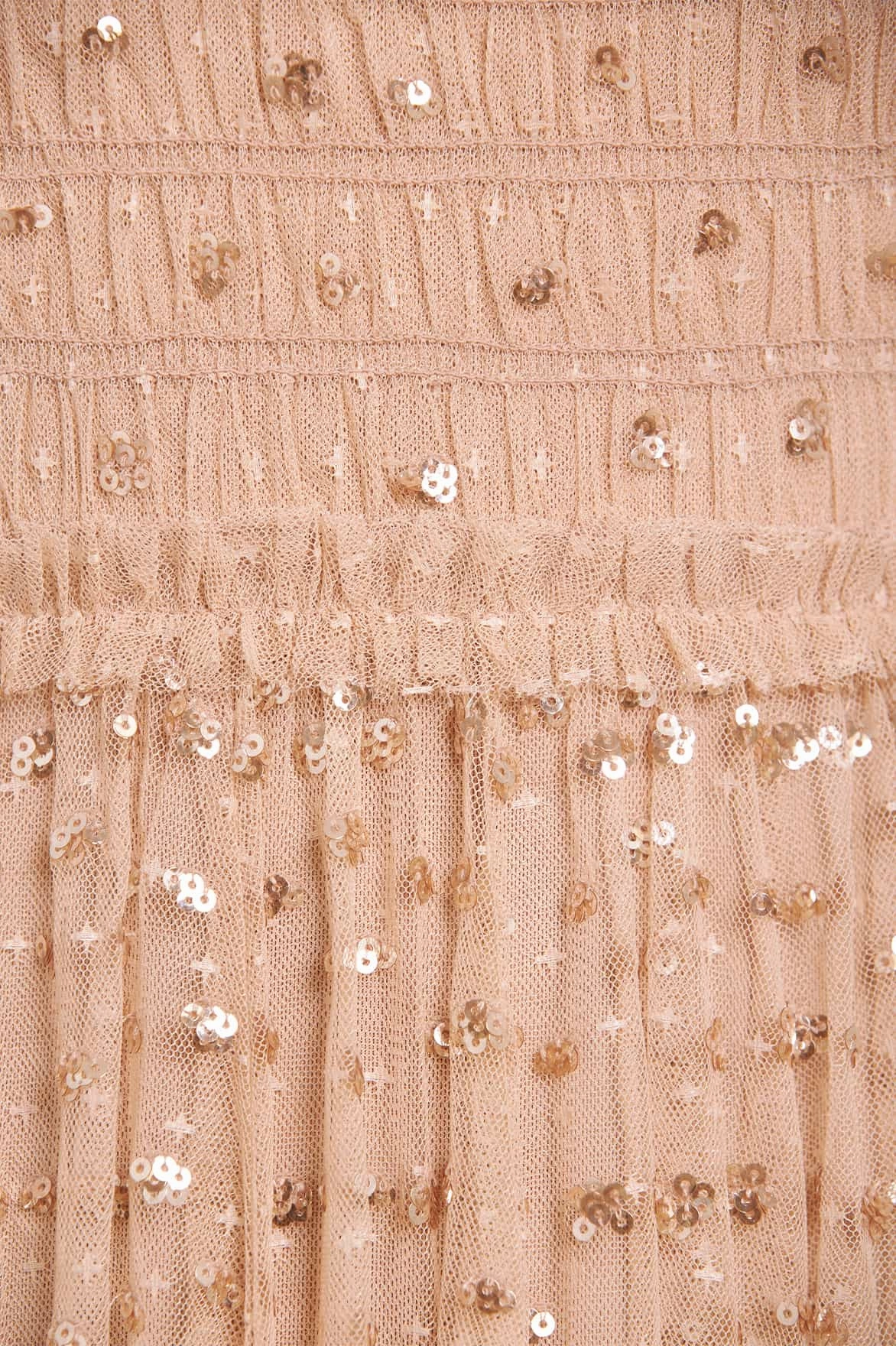 Stylish Layer Sequin Giselle Smocked Cami Ankle Gown