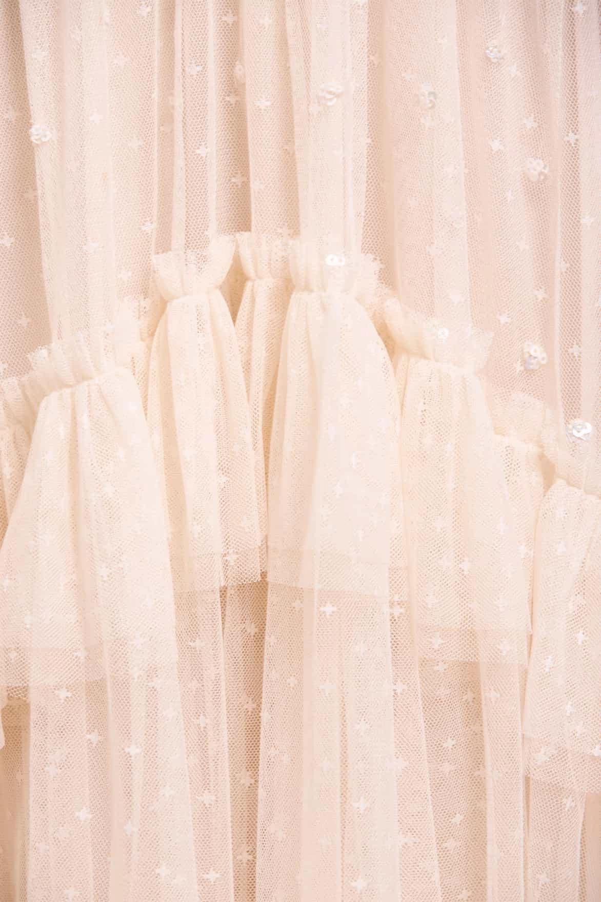 Button-front Cozy And Stylish Sequin Glimmer Rouched Off-Shoulder Gown