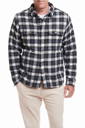 Circular Knit Athletic Look Shacket Nantucket Flannel Windowpane