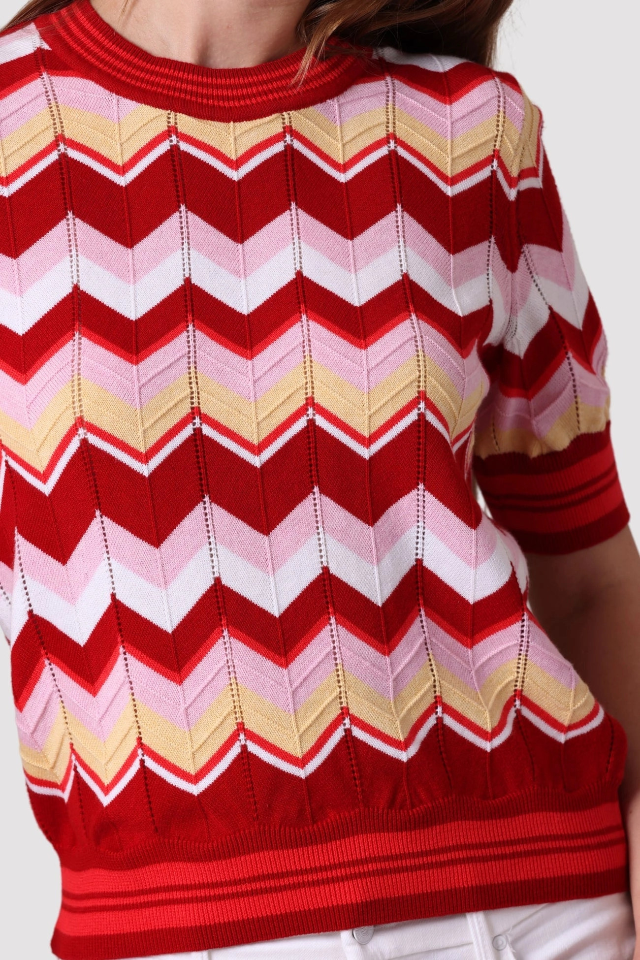 Simple Pullover CHEVRON POINTELLE CREW TEE