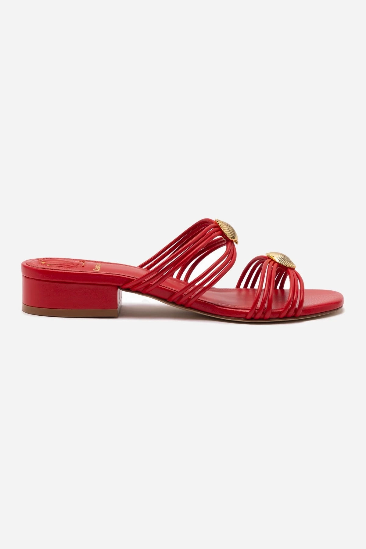 Shelly Flat Mule In Scarlet Leather Memory Foam Casual Wear Resort Mood