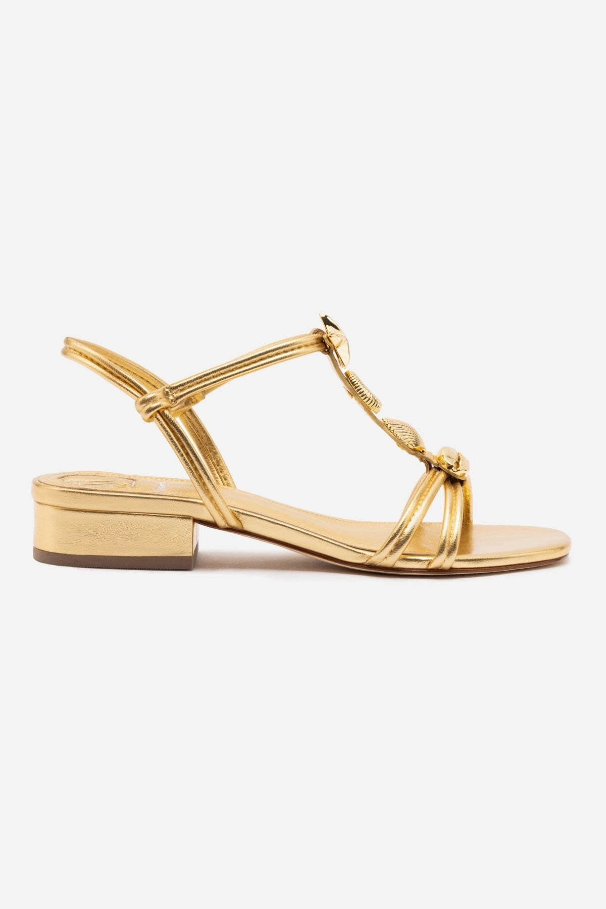 Shelly Flat Sandal In Gold Metallic Leather Night Out Pressure Dispersing Insole