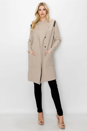 Shirie Knitted Sweater Vest in Khaki Non Closure Collar PaddedInsulation