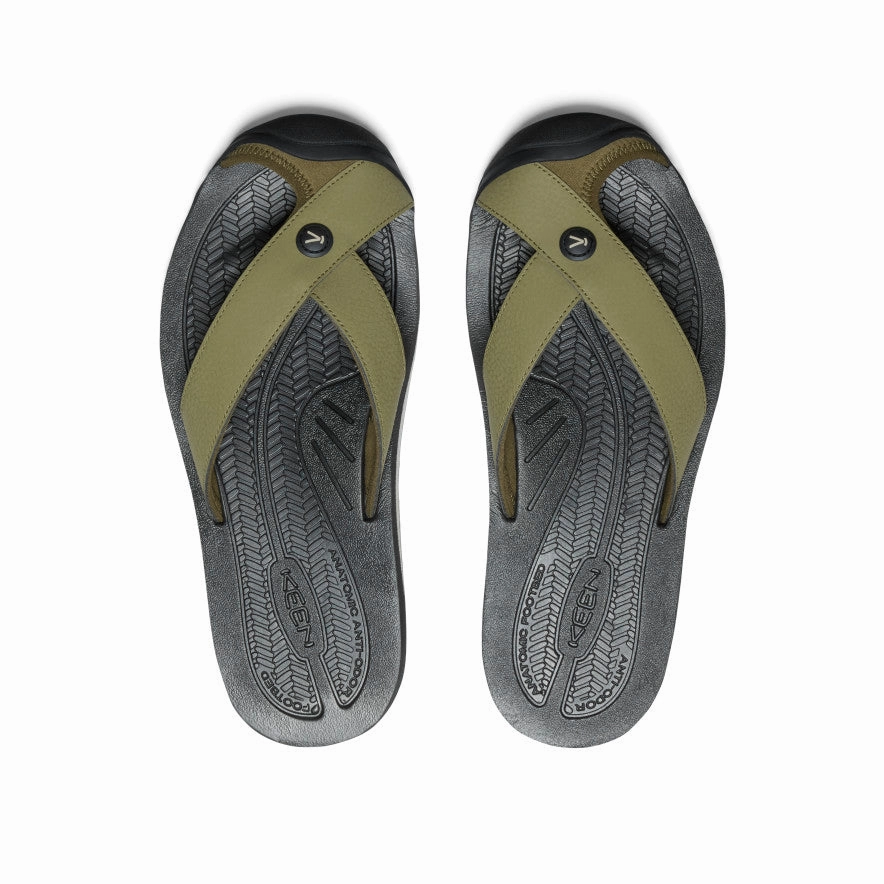 Men's Barbados Flip-Flop  |  Martini Olive/Black Sleek Travel Footwear Reinforced Stitch Construction