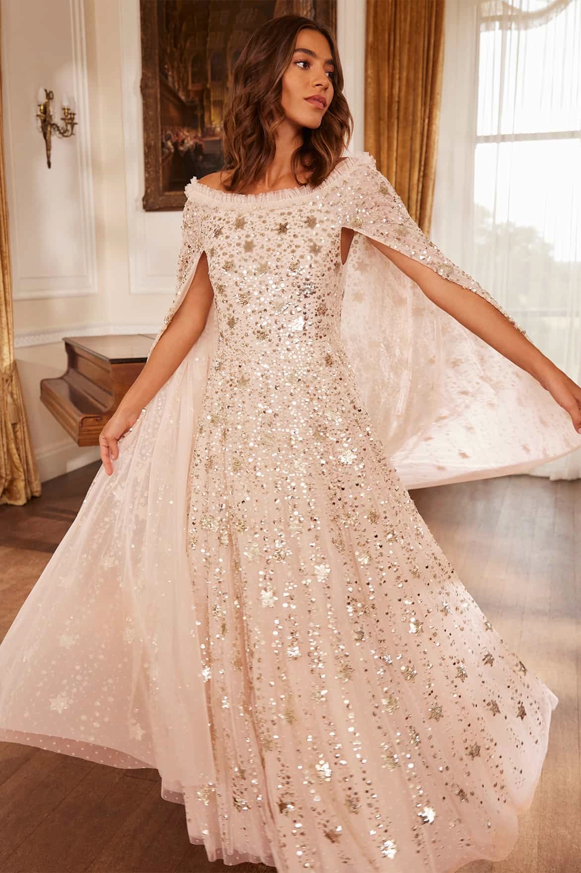 Shooting Stars Cape Ankle Gown Bold Style