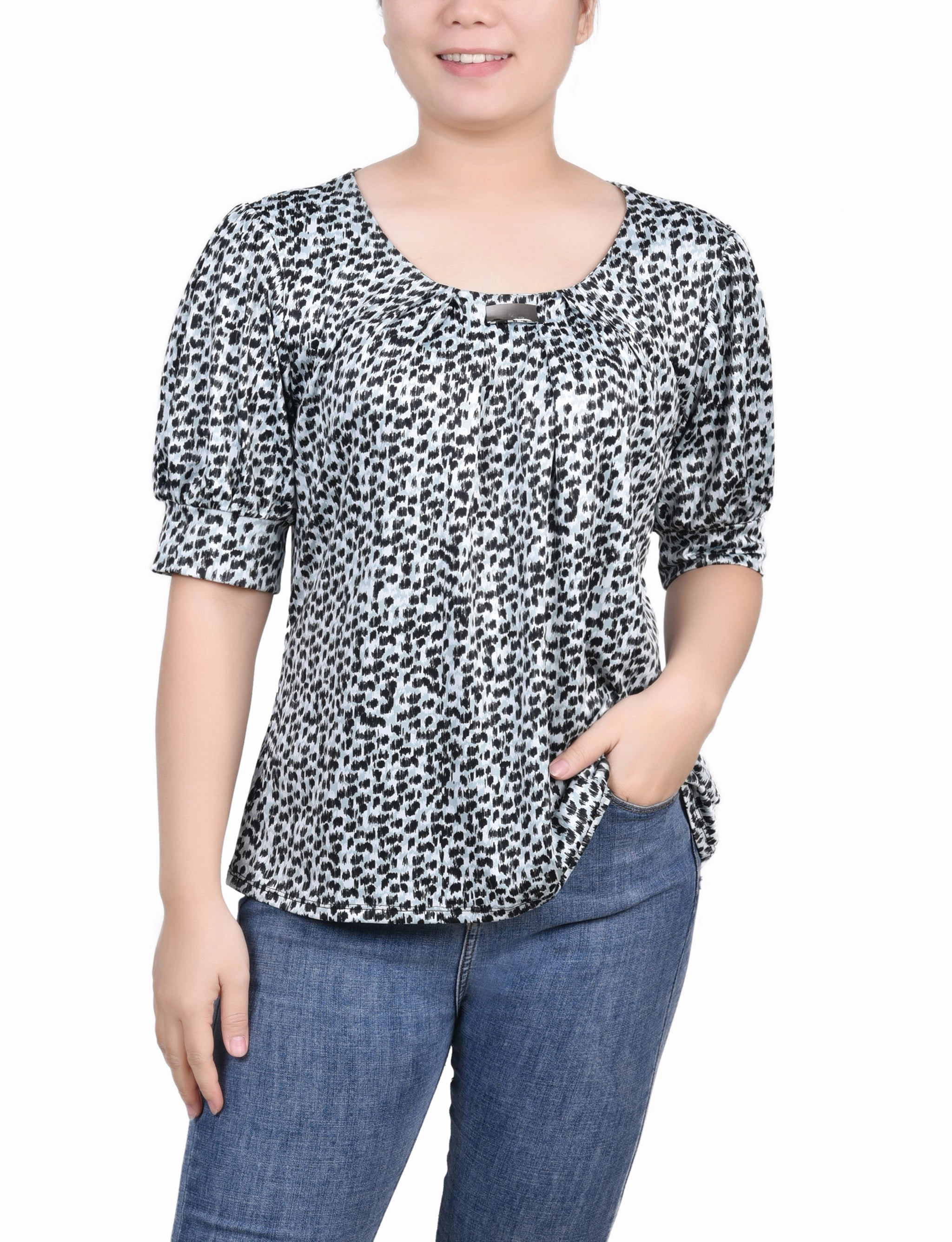 Short Sleeve Balloon Sleeve Top FadeResistant Finish