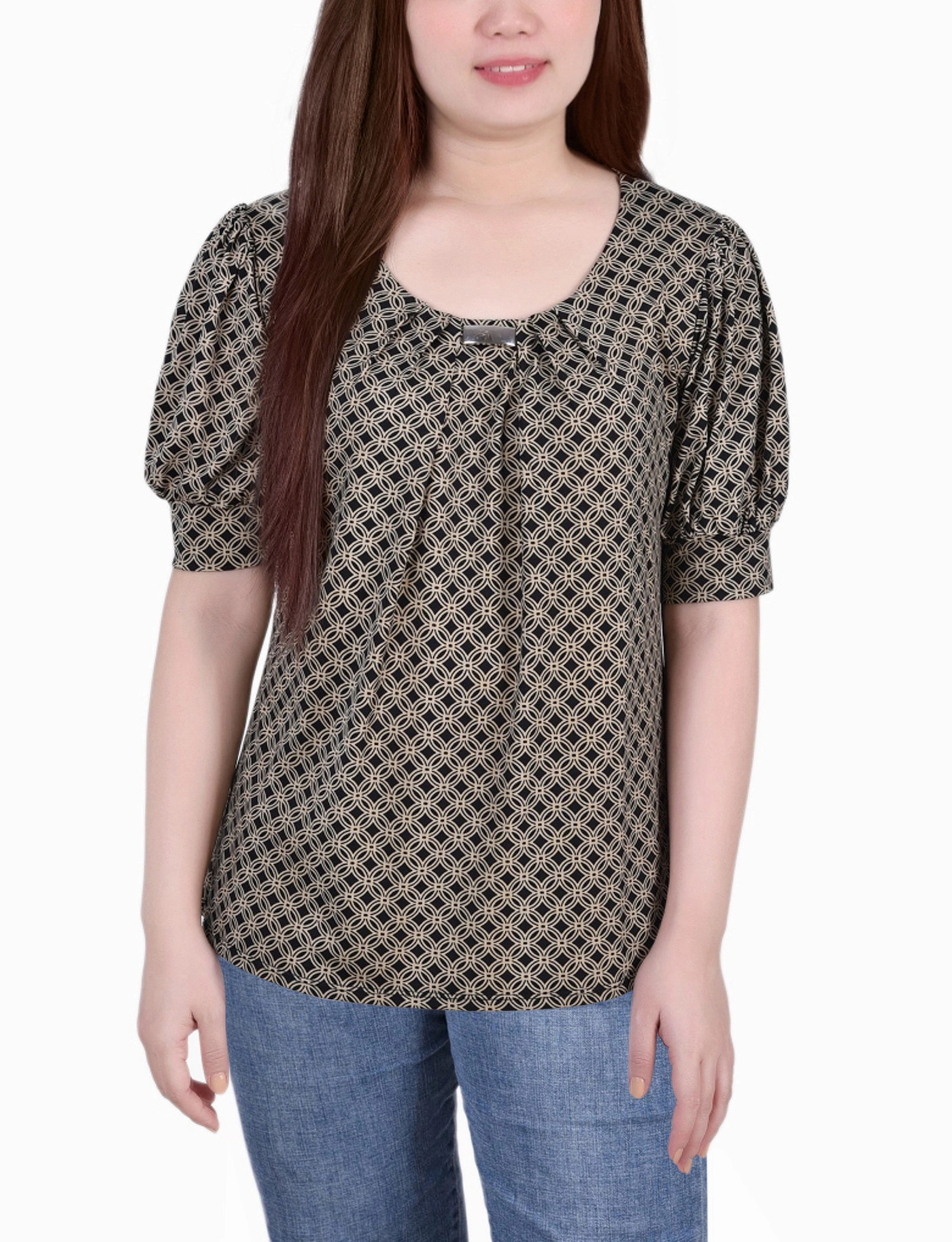 Short Sleeve Balloon Sleeve Top Comfortable Wear