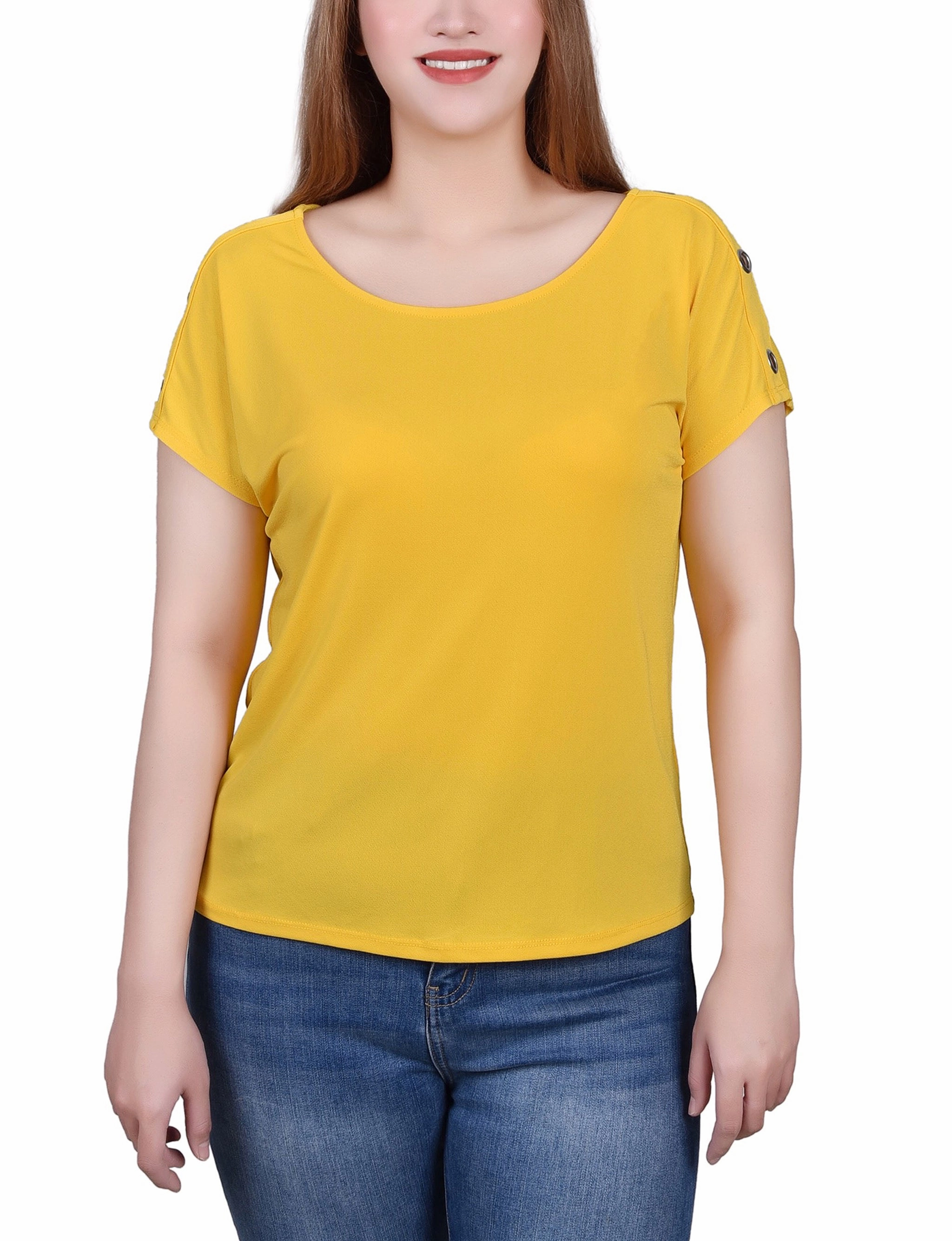 Short Sleeve Extended Sleeve Tunic Top DualLayer Weave DurableBlend