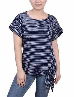 Short Sleeve Tie Front Top Flexible Shoulder Gusset Reflective details