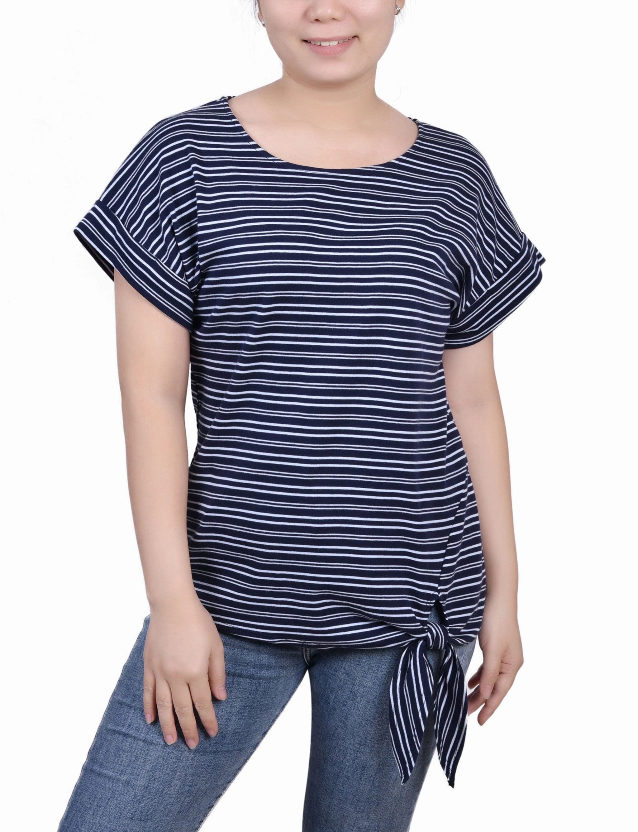 LayeredStyling Short Sleeve Tie Front Top