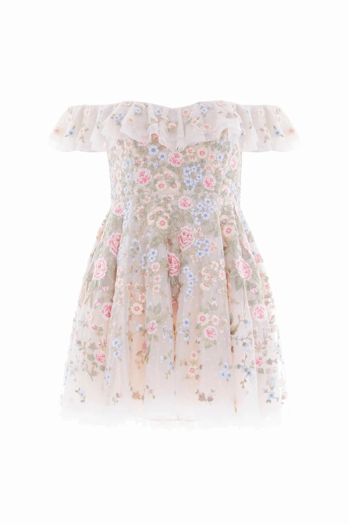 Antoinettes Floral Off-Shoulder Micro Mini Dress Classic Fit