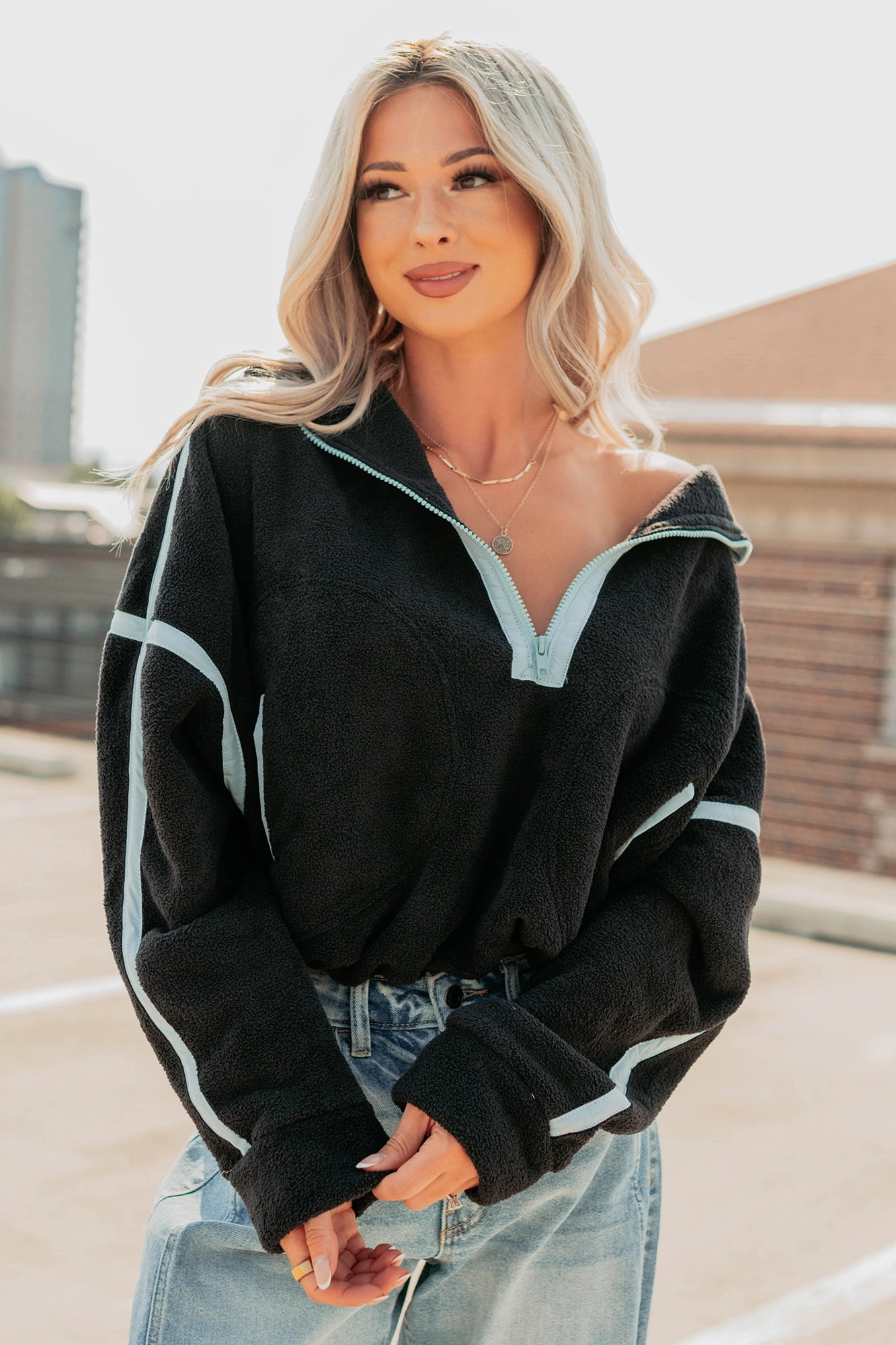 FlexibleCuffs Simple Comfort Half-Zip Fleece Pullover (Black)