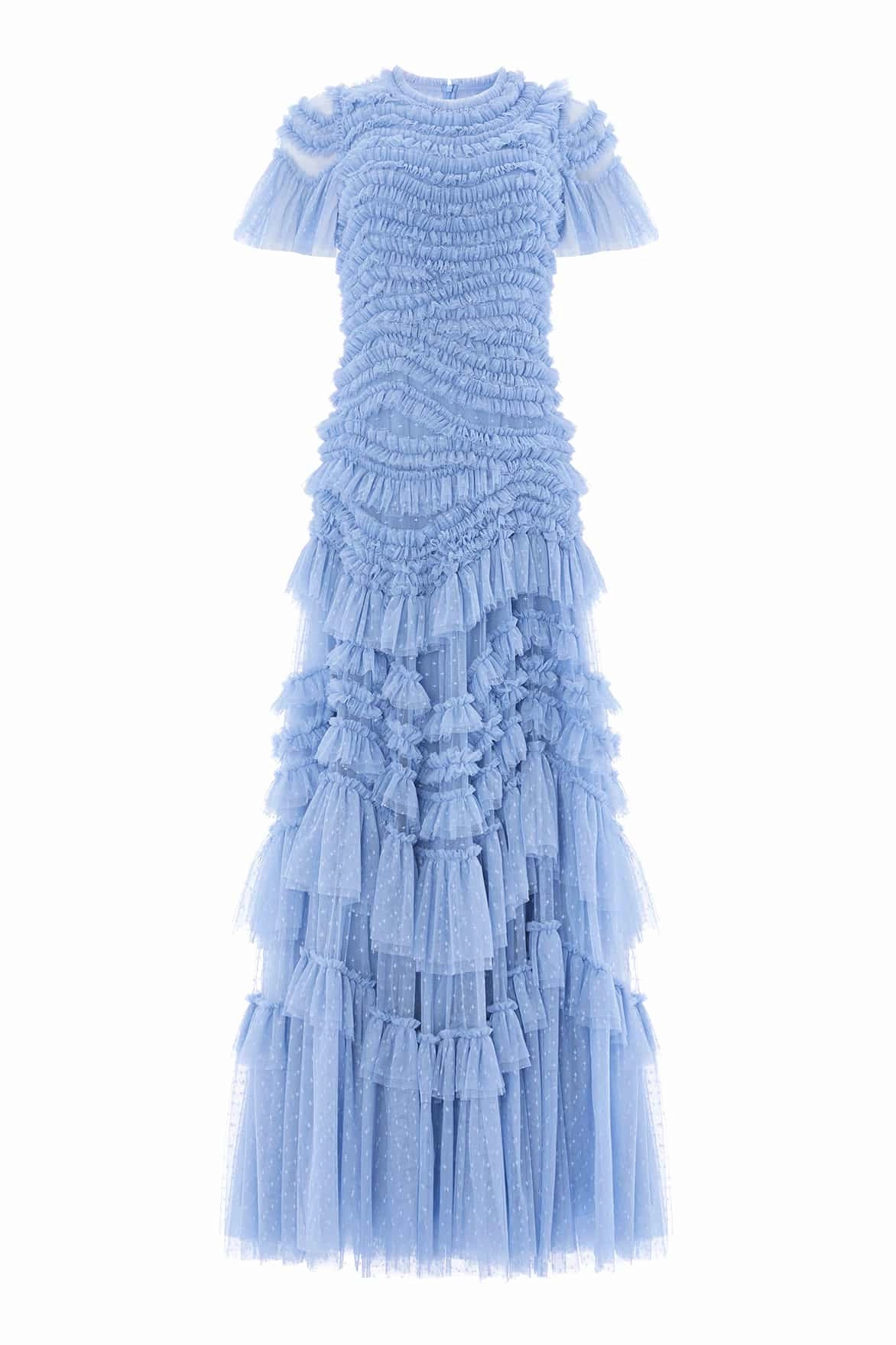 Sleek Style Smooth Outline Wild Rose Short Sleeve Gown