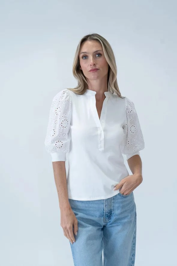 Anti Static Treatment Six Fifty Ribbed Patterned Sleeve Tee