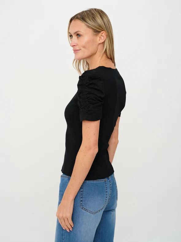 Quick Dry Material AntiStaticTreatment Six Fifty Ribbed Ruched Sleeve Top