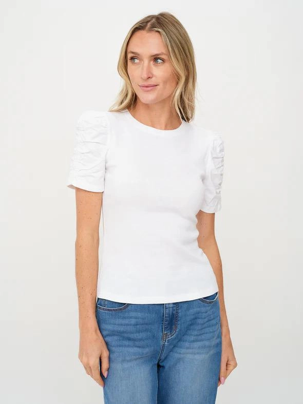 Moisture Management Six Fifty Ribbed Ruched Sleeve Top