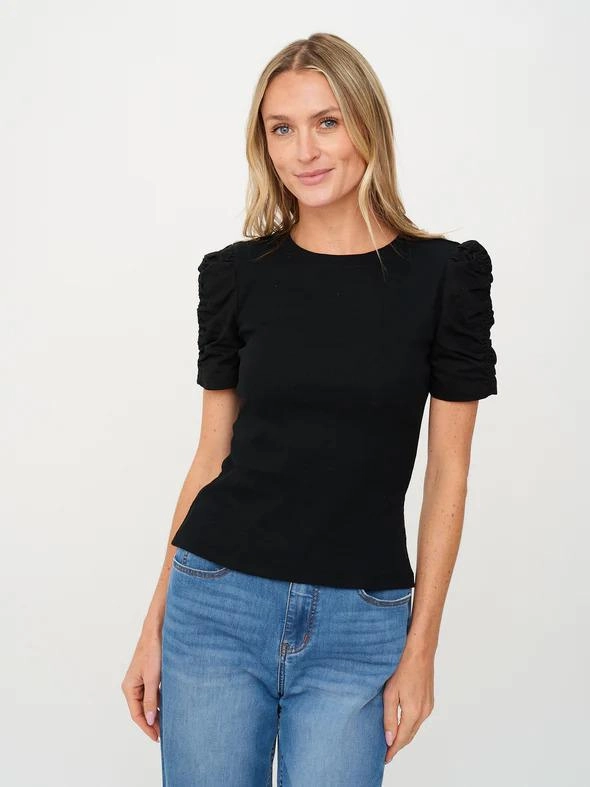 Friction Resistant Shoulder Lightweight insulation Six Fifty Ribbed Ruched Sleeve Top