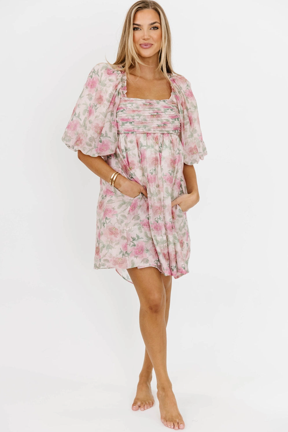 Emma Babydoll Mini Dress in Pink *Final-Sale* City Flow