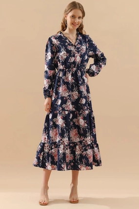 Daily Movement FLORAL PATTERN LONG SLEEVE CASUAL DRESS