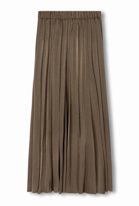 Epik Grey Fillmore Silk Pleat Skirt W-22293 Classic Touch