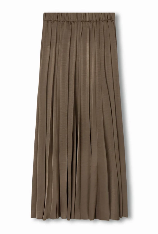 Epik Grey Fillmore Silk Pleat Skirt W-22293 Non Restrictive