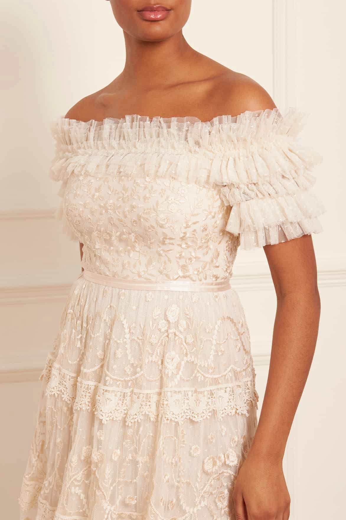 Flexible Fit Midsummer Lace Off-Shoulder Gown