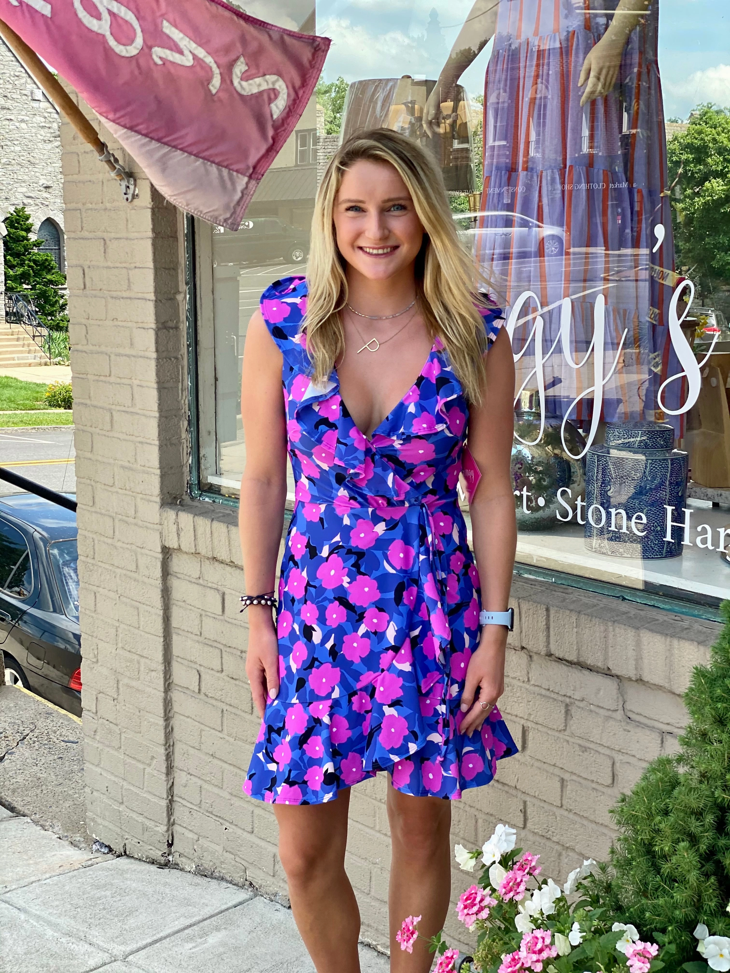 Breathable Style animal-print Naples Faux Wrap Dress Impatiens