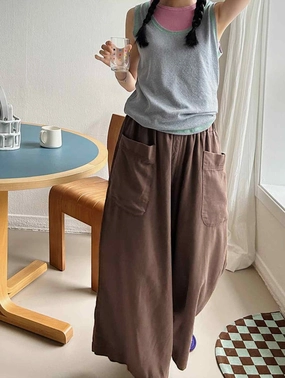 Full Flex Quick Move CASUAL LOOSE RAMIE WIDE-LEG PANTS_CWBLP0737
