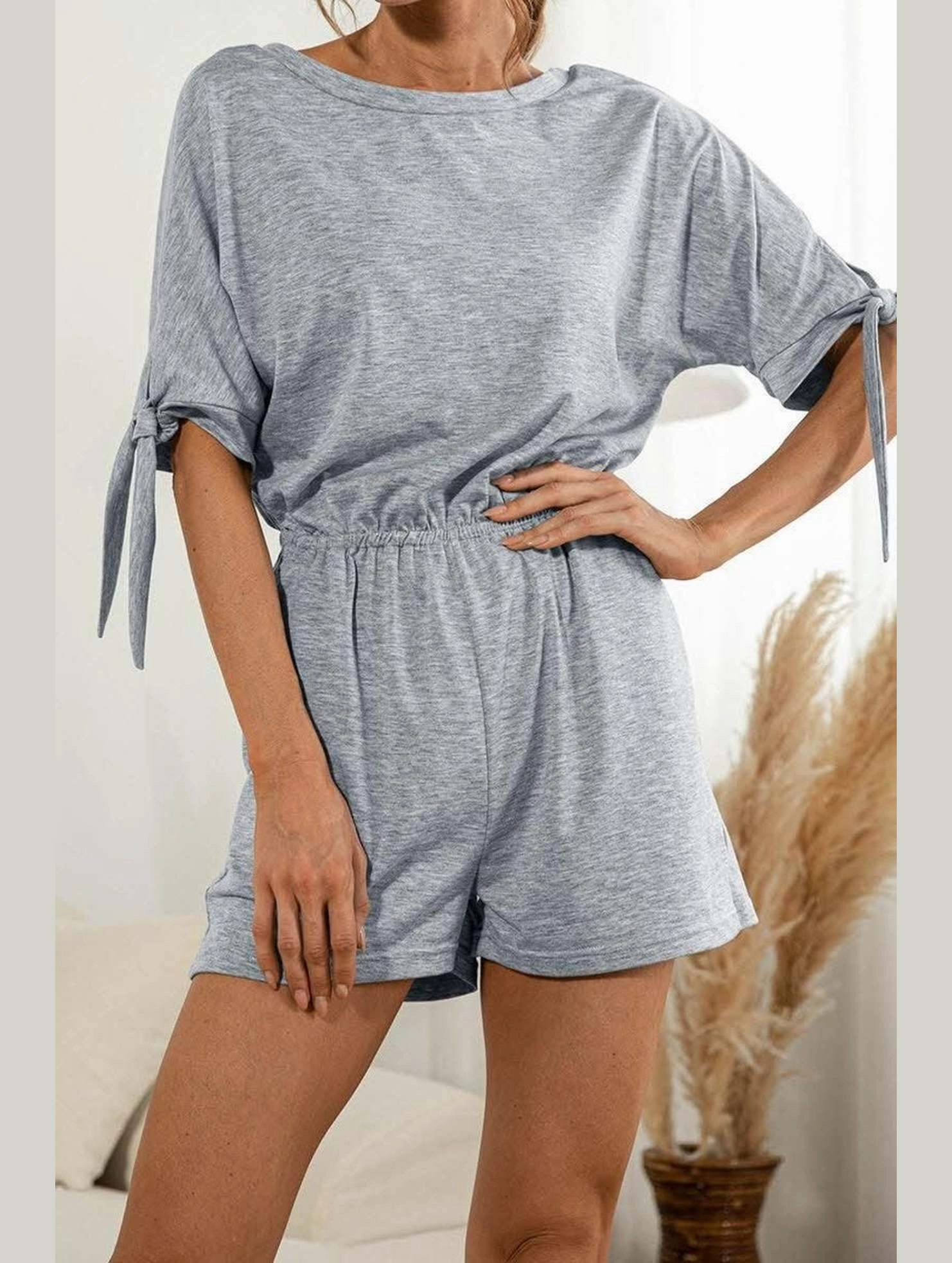 SLEEVE SLIT SOLID COLOR LACE CASUAL JUMPSUIT Essential Everyday Dinner Flexible