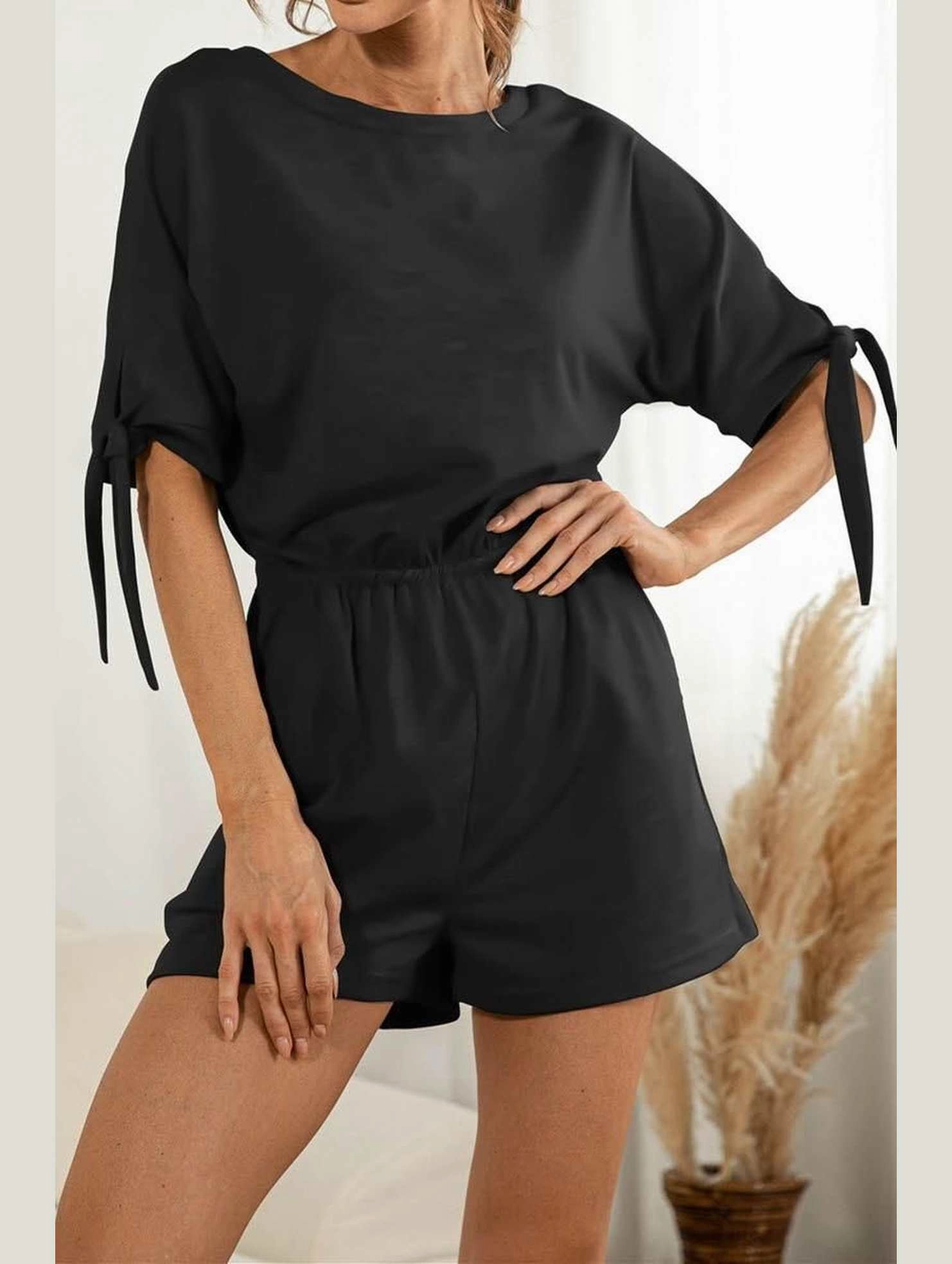 AdjustableCuffSystem SLEEVE SLIT SOLID COLOR LACE CASUAL JUMPSUIT