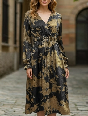 Studio Style Retro style v-neck hot stamping dress