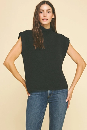 EcoFriendlyDye Thermal Insulation Core Sleeveless Sweater in Black