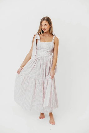 Garcelle Floral Tiered Midi Dress in Pink *Final-Sale* Lounge Cut