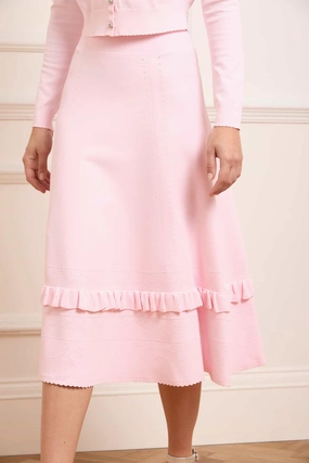 Pointelle Trim Knit Skirt Gentle Vibe