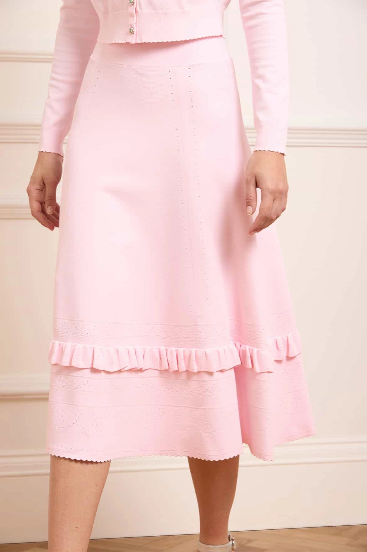 Pointelle Trim Knit Skirt Gentle Vibe