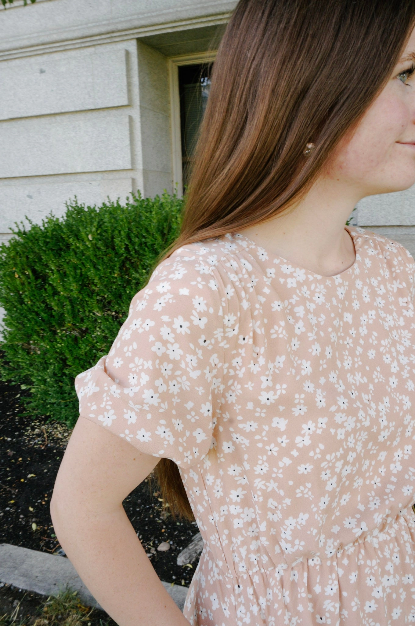 Emmaline Dress Tonal-Stitching Draped Layer