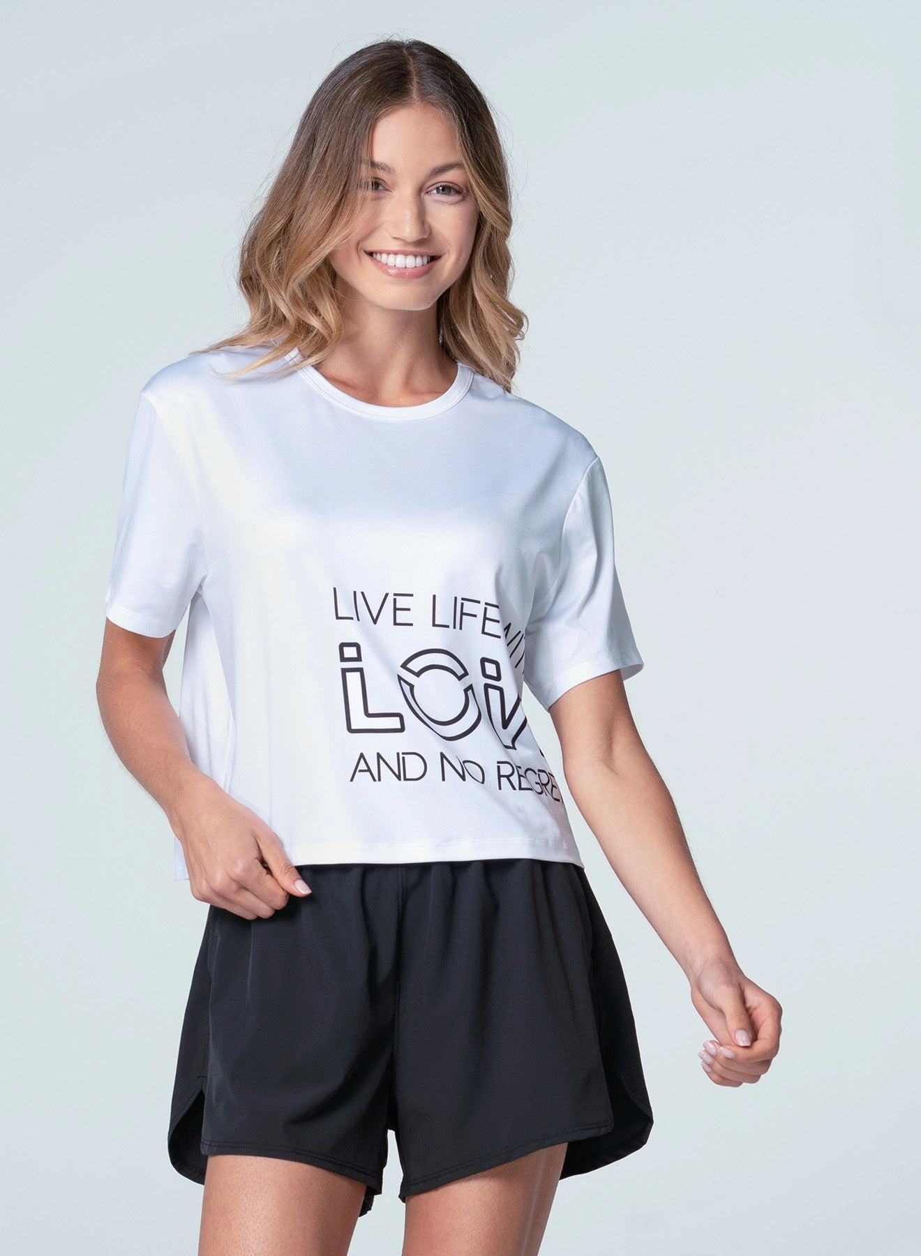 Durable Reinforced Shoulders Placket Detailing Live Life With Love Short Sleeve