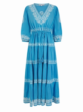 Vintage Style Feminine Design Azul Kaftan Cornflower