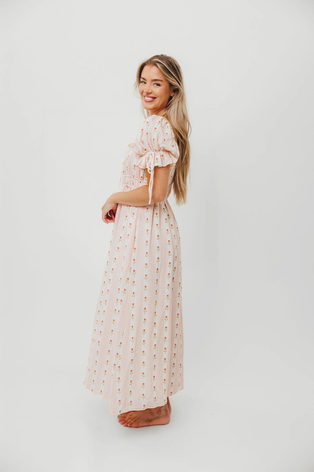 Quiet Glow Tulle Flow Savanna Steppe 100% Cotton Dress in Pink Rose - Bump Friendly & Inclusive Sizing