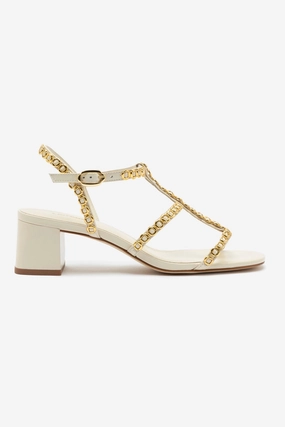 Milanina Block Sandal In Ivory Leather Zen Step Park Day