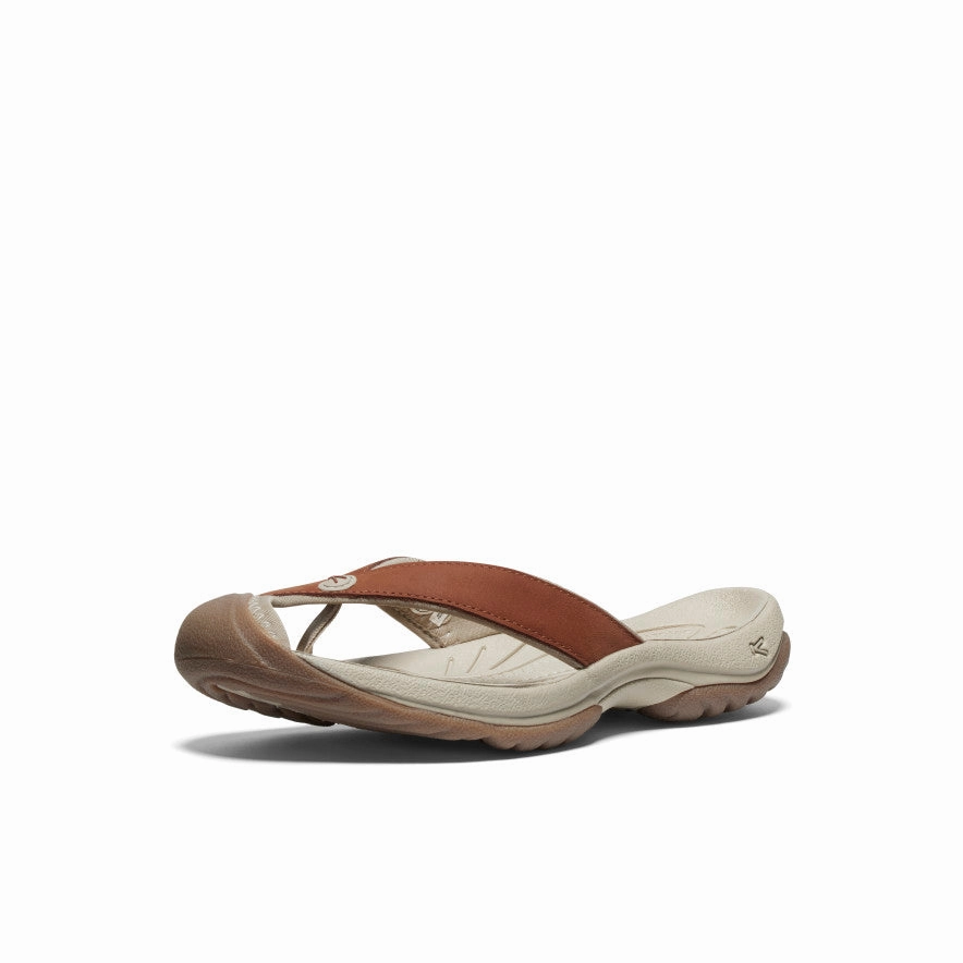 Fit Ease Well Designed Slip On Women's Waimea Leather Flip-Flop  |  Sorrel Horse/Plaza Taupe