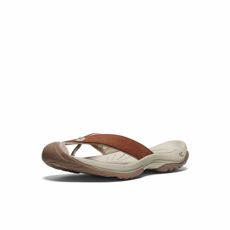 Breathable Footbed Wraparound Strap Women's Waimea Leather Flip-Flop  |  Sorrel Horse/Plaza Taupe