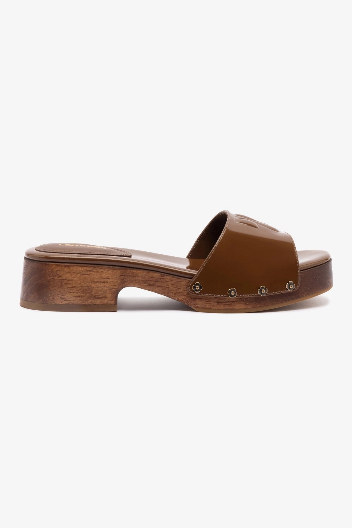 Zuzi Mule In Burnt Umber Patent Leather Slip Resistant Traction Dynamic Arch Cushion