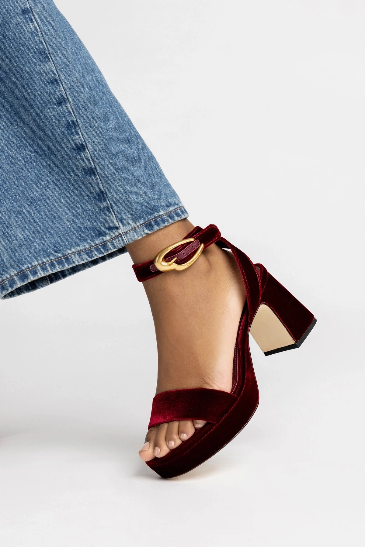 Dolly Verona Low Sandal In Wine Velvet Rubber Sole Dual Tone